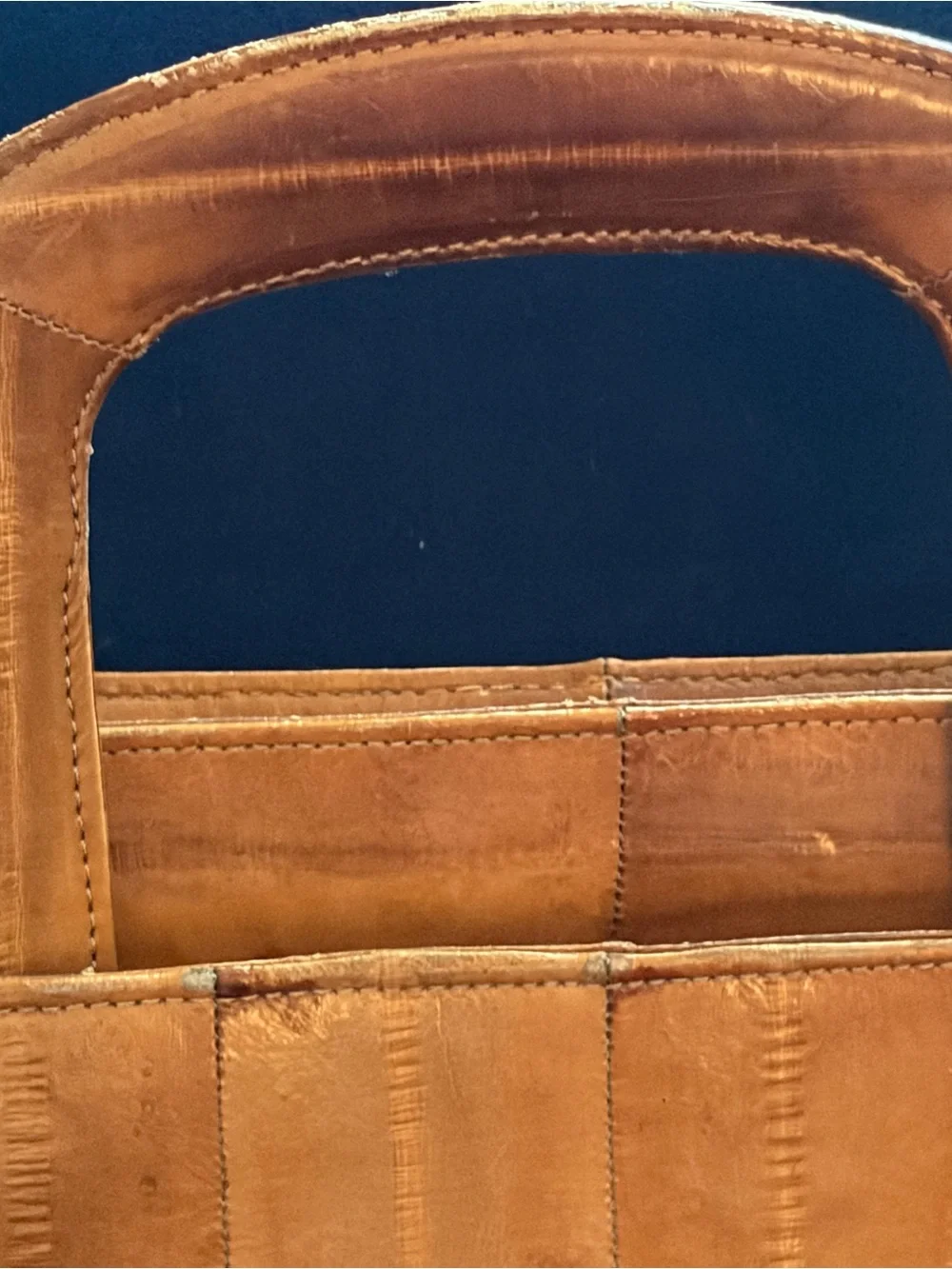 Eel skin Leather Briefcase in Tan - Classic Professional Carry handles